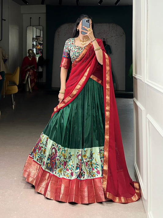 Aastha Silk Printed With Zari Weaving Work Lehenga