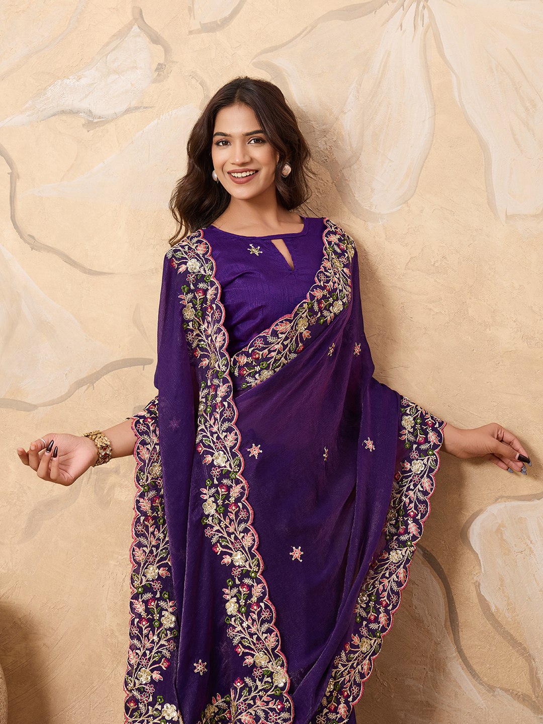Party Wear Soft Fendy Chiffon Saree