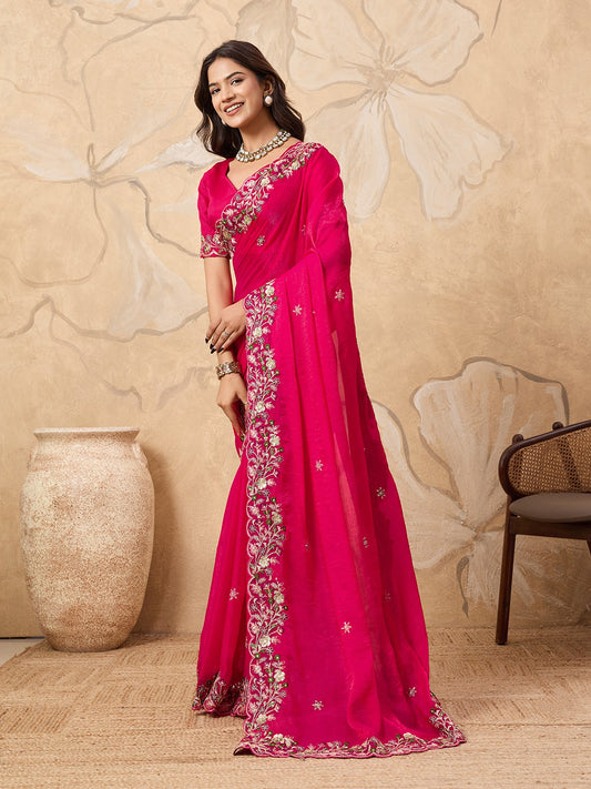Party Wear Soft Fendy Chiffon Saree