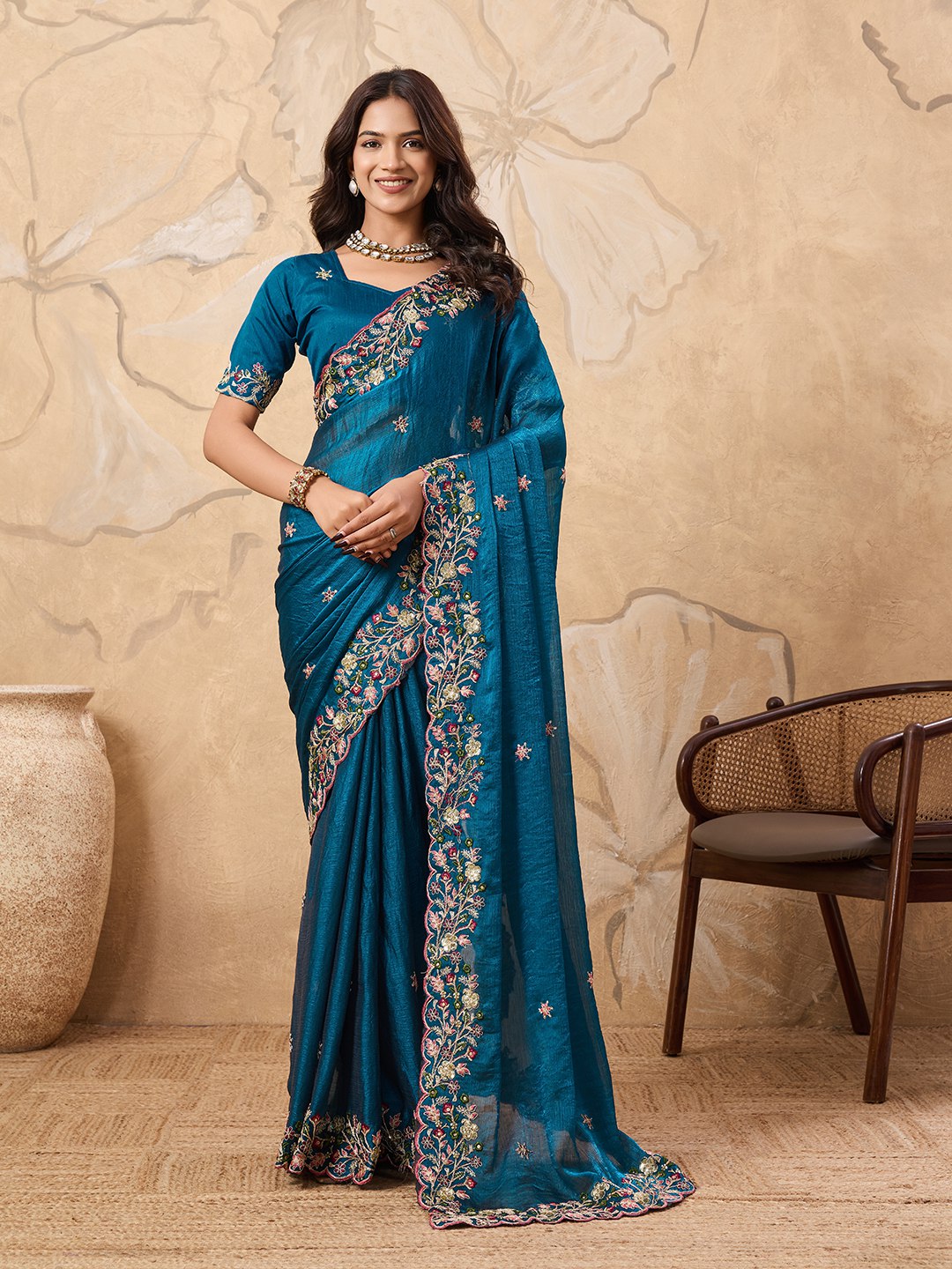 Party Wear Soft Fendy Chiffon Saree