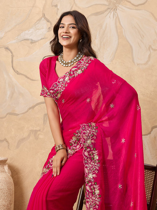 Party Wear Soft Fendy Chiffon Saree