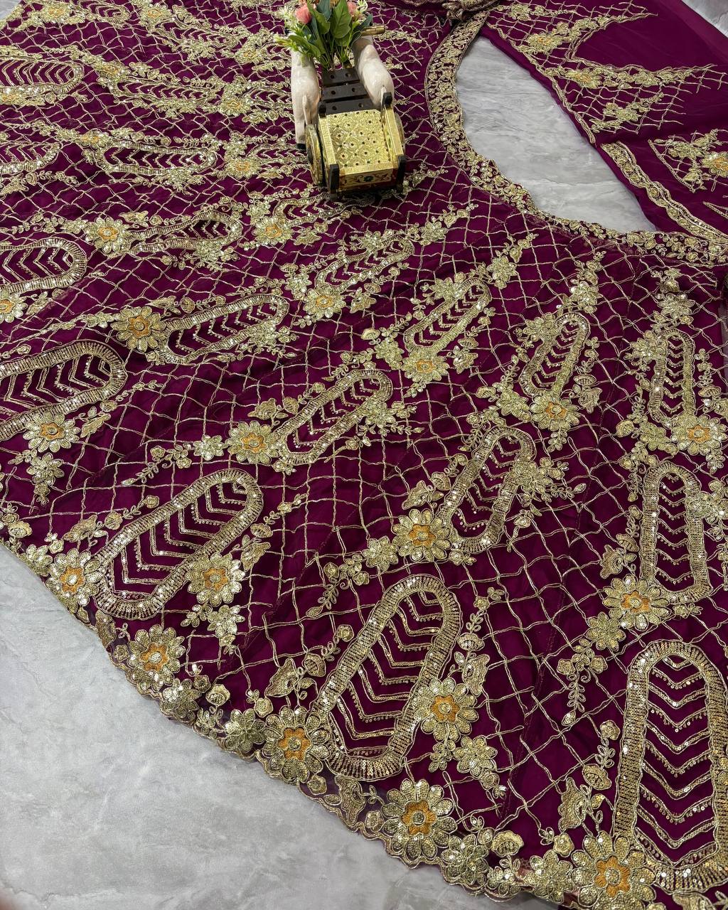 Launching 4 meter flared Premium Quality Soft Net Lehenga