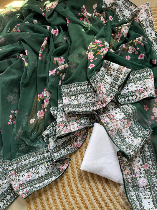 Presenting our premium floral Georgett saree