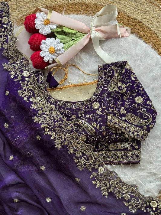 Soft Fandy Satin Saree With Heavy Embroidery Sequence