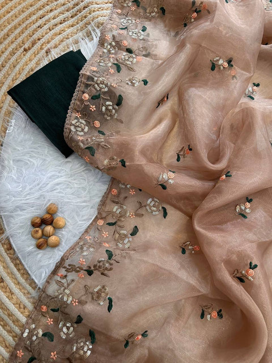 Soft lightweight organza fabric Saree