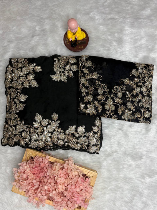 Pure Rangoli silk with coding 3 mm c pallu Embroidered work Saree