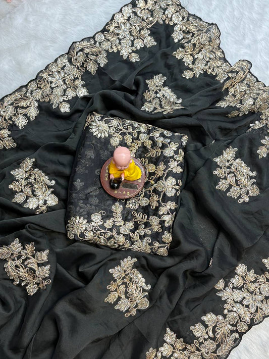 Pure Rangoli silk with coding 3 mm c pallu Embroidered work Saree