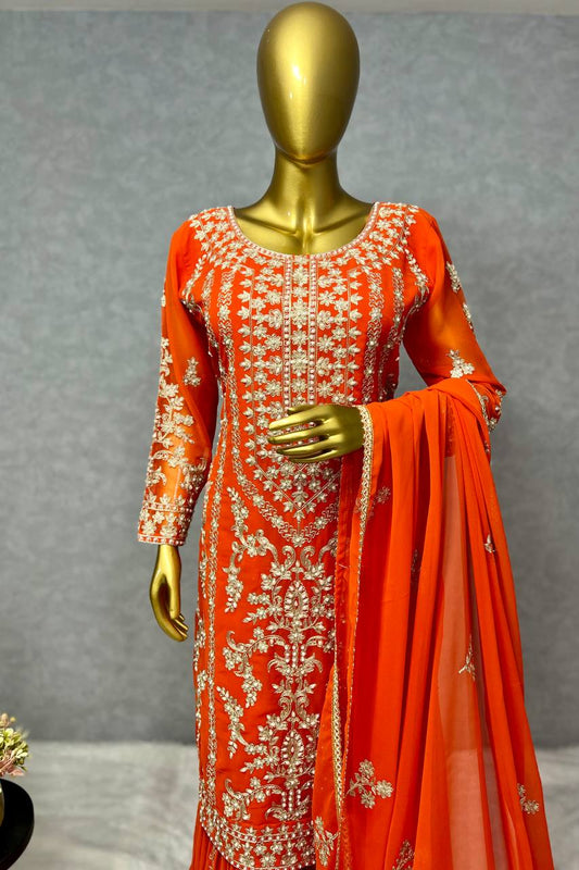 3 PIECE KURTI WITH SHARARA AND DUPATTA