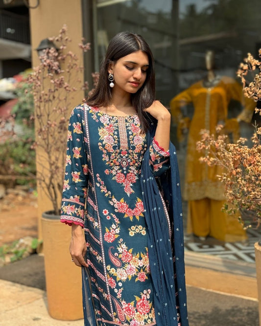 NEW LUNCH DESIGNER DIGITAL PRINT WITH HANDWORK SUIT