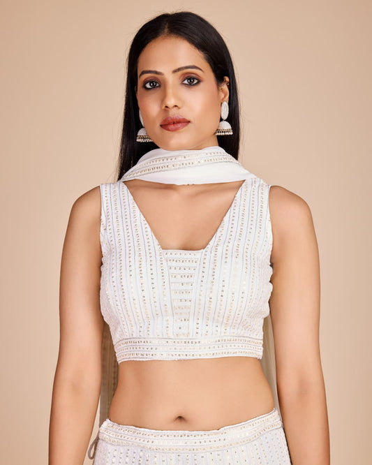 Heavy Fox Georgette Attached American Crepe Silk Lehenga