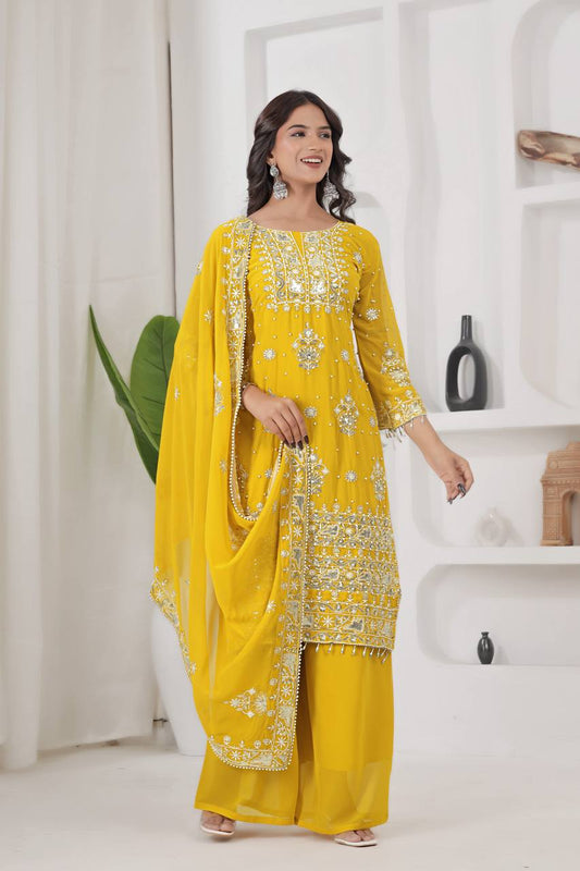 LAUNCHING NEW EID COLLECTION 3 PIECE FANCY KURTI WITH PLAZZO