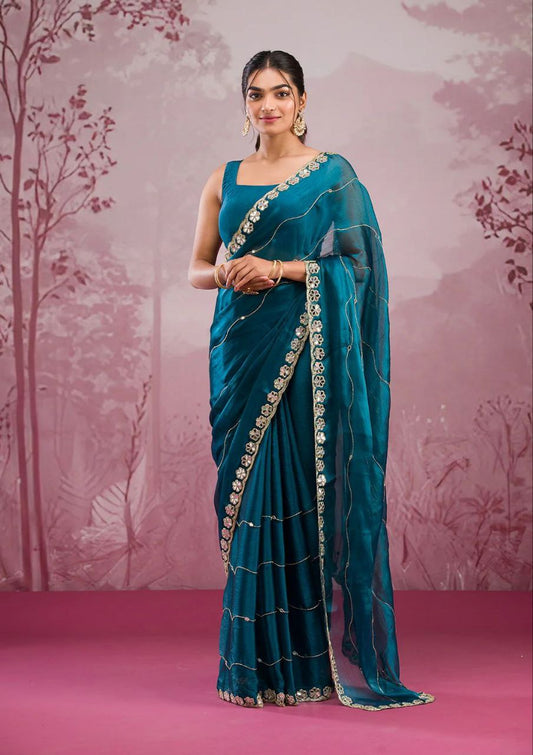 Presenting You Most Beautiful Latest Real Mirror Work Saree Collection