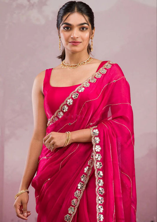 Presenting You Most Beautiful Latest Real Mirror Work Saree Collection