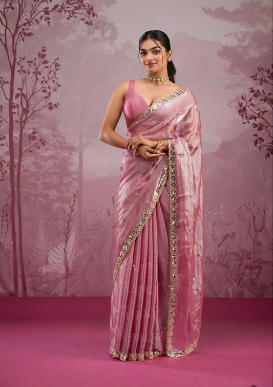 Presenting You Most Beautiful Latest Real Mirror Work Saree Collection