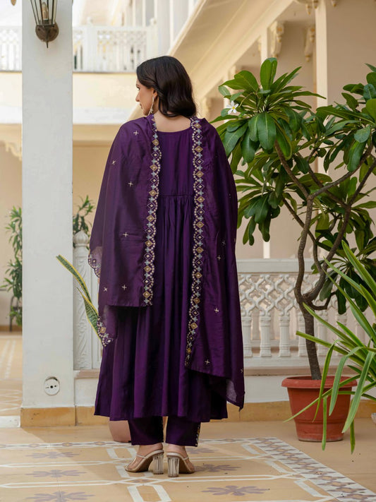 Viscose Roman Silk Multi Embroidery Thread With Real Mirror Hand Work Suit