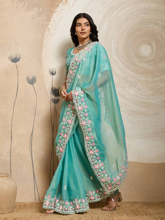 Wedding Special Party Wear Soft NxC Moss chiffon saree