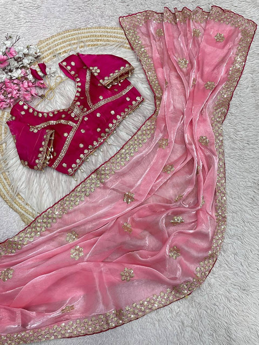 Jimmy Choo C -pallu coding sequences embroidery work saree