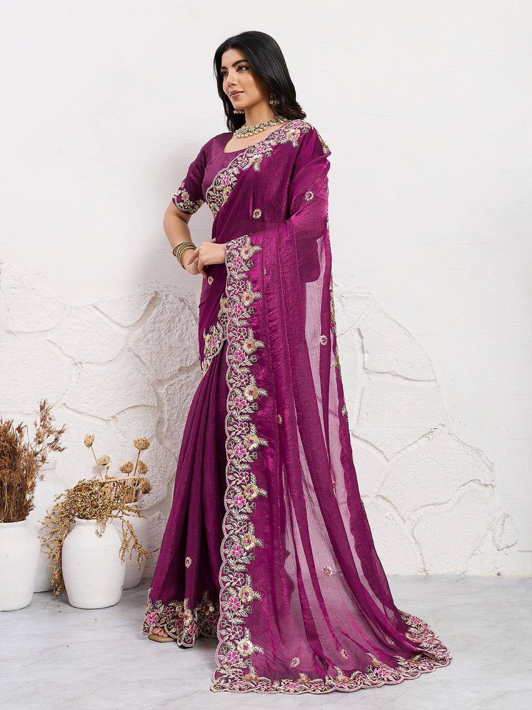 Party Wear Soft Space Silk Saree