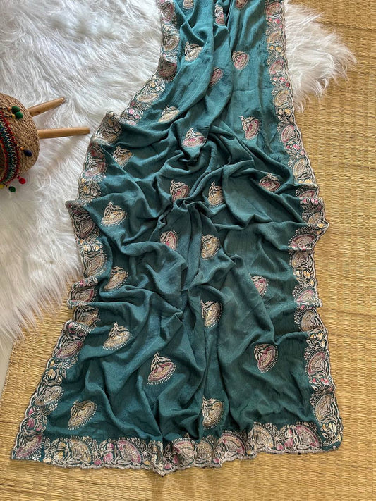 Superb Soft Refined Crunchy crush georgett base fabric Saree