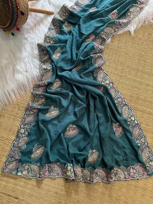 Superb Soft Refined Crunchy crush georgett base fabric Saree