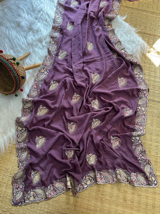 Superb Soft Refined Crunchy crush georgett base fabric Saree