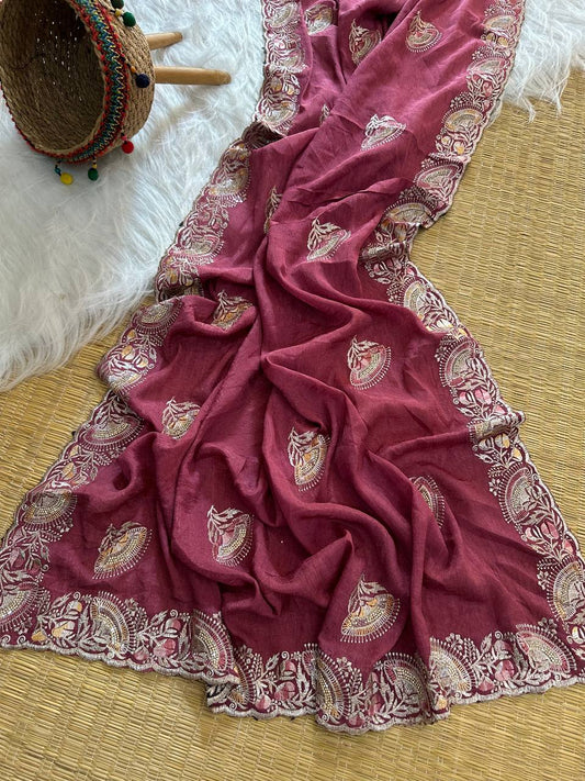 Superb Soft Refined Crunchy crush georgett base fabric Saree