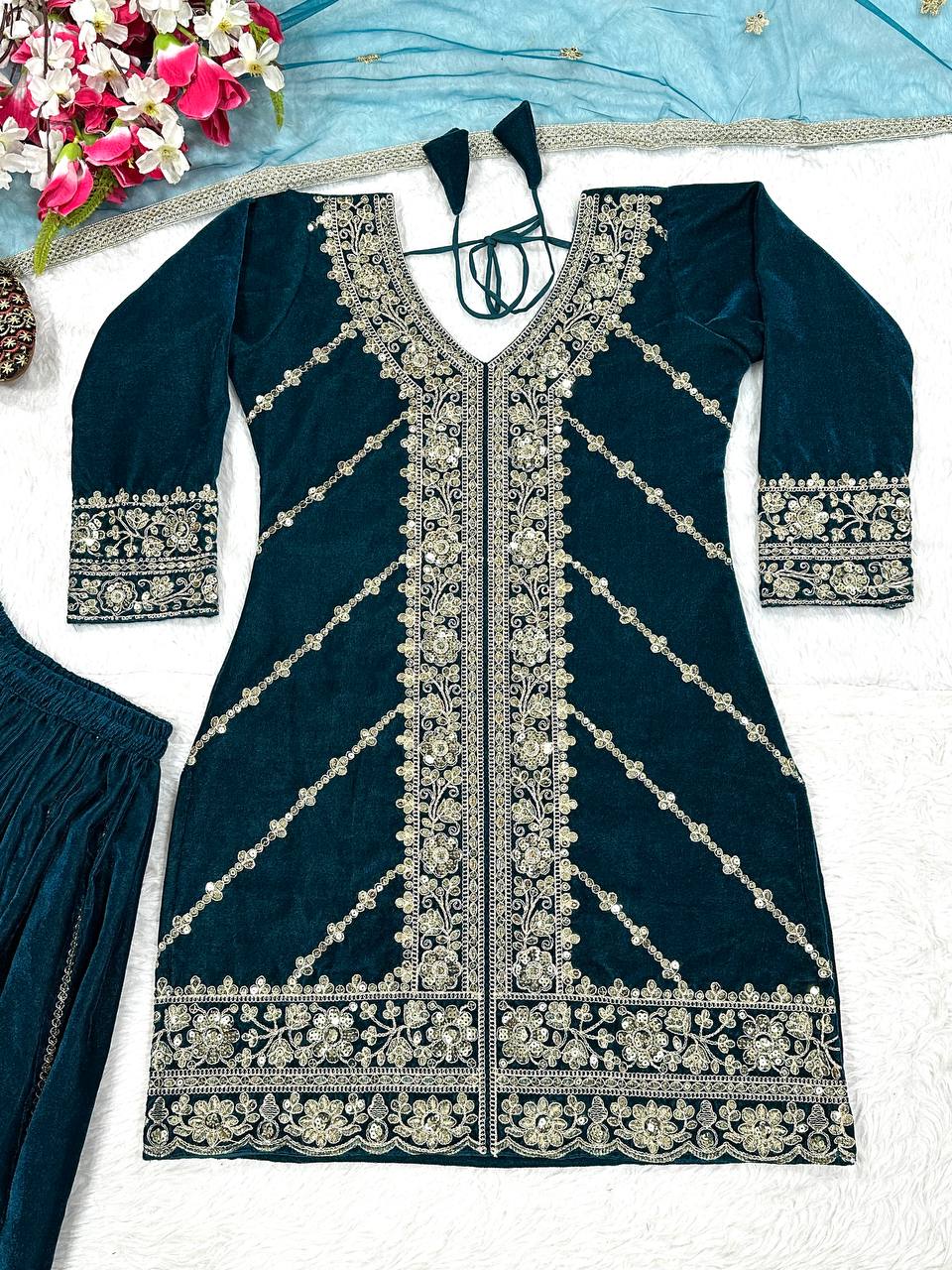 Launching New Designer Party Wear Look Top Sharara Plazzo