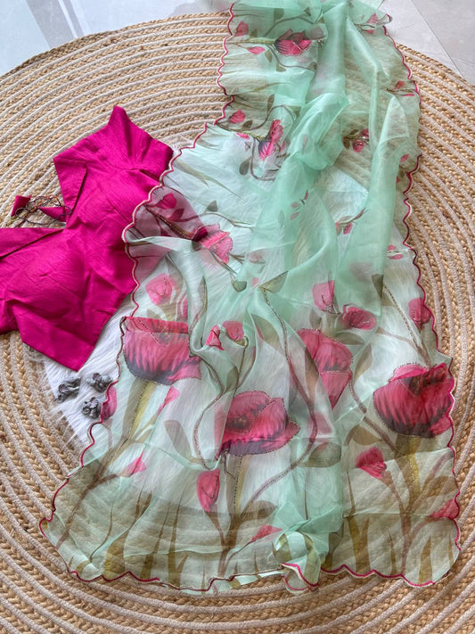 Premium Organza with excellent Colour combinations Saree