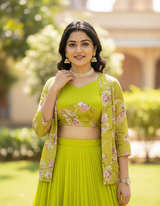 Elegance meets Class in this Printed Koti n Lehenga Sets