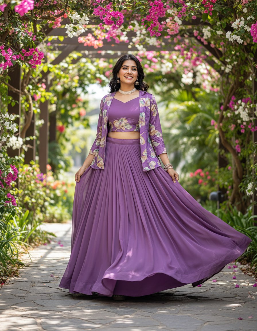 Sehen Sie umwerfend aus in diesem wunderschönen cremefarbenen Lehenga-Set