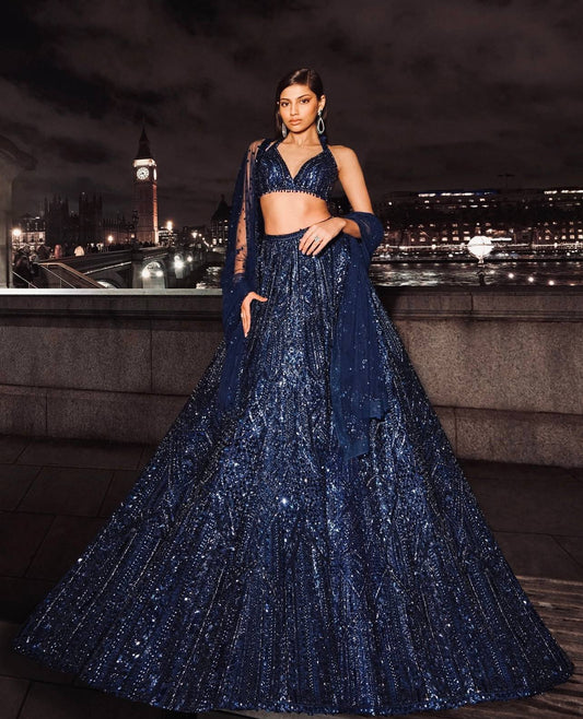 Net lehenga with sequins & Dori work Lehenga