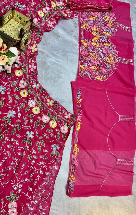 Launching 4 meter flared Fox Georgette Lehenga