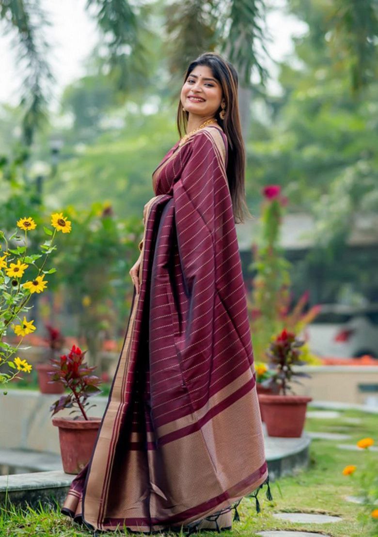 adorned with beautiful Zari work in form of traditional motifs