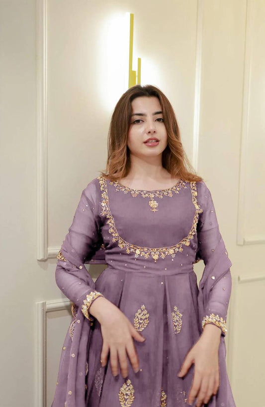 EXCLUSIVE 2 PIECE GOWN WITH DUPATTA IN SEQUENCE EMBROIDERY WORK