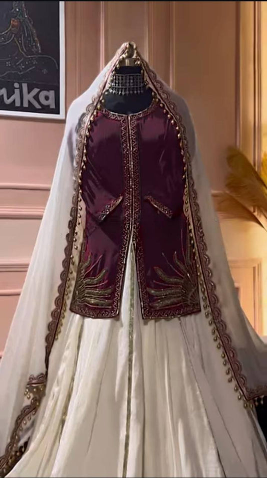 Bids Hand Work With 5mm Sequence Multi Needle Embroidery Work