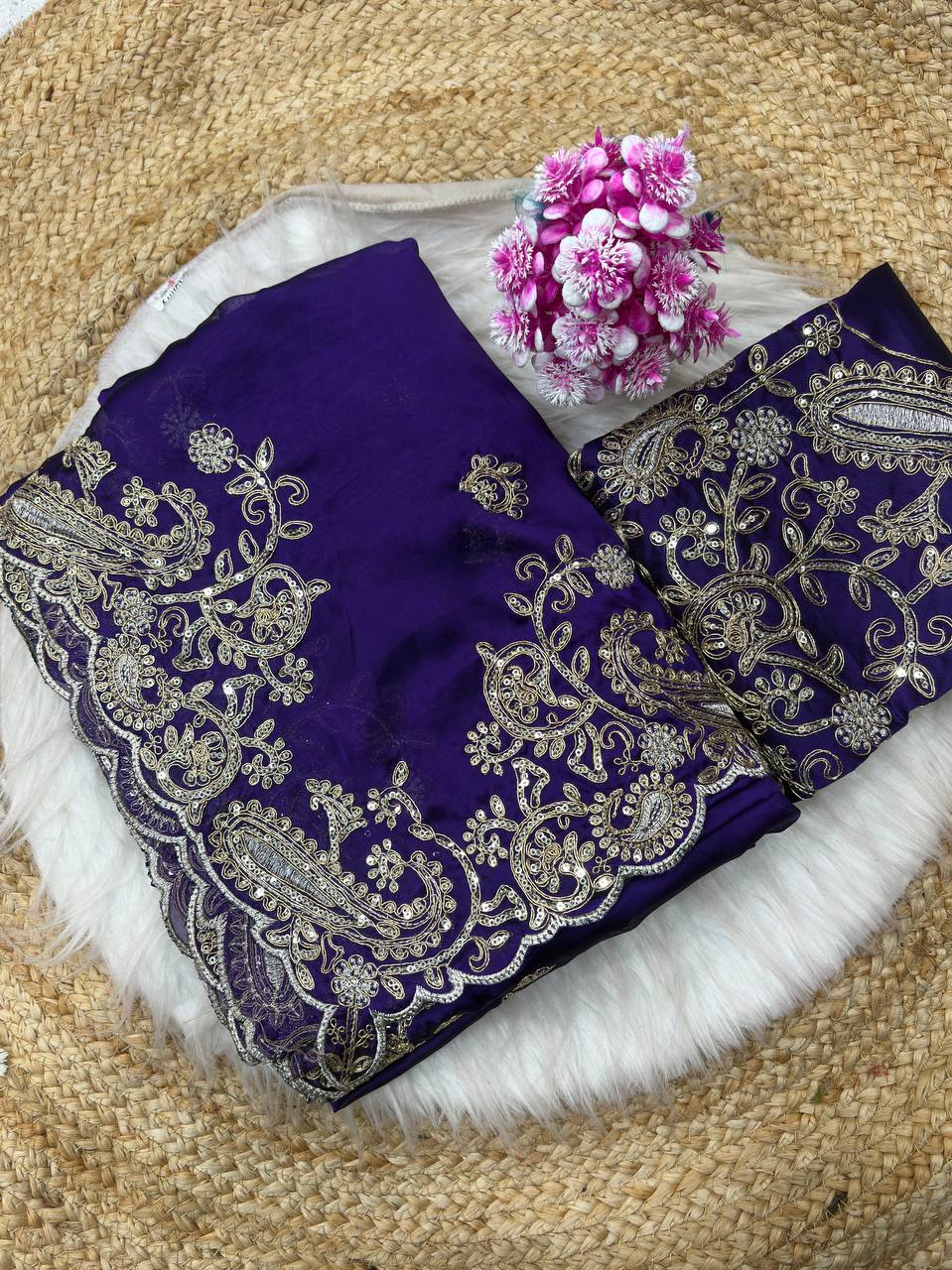 Pure Rangoli silk with coding pallu Embroidered work Saree