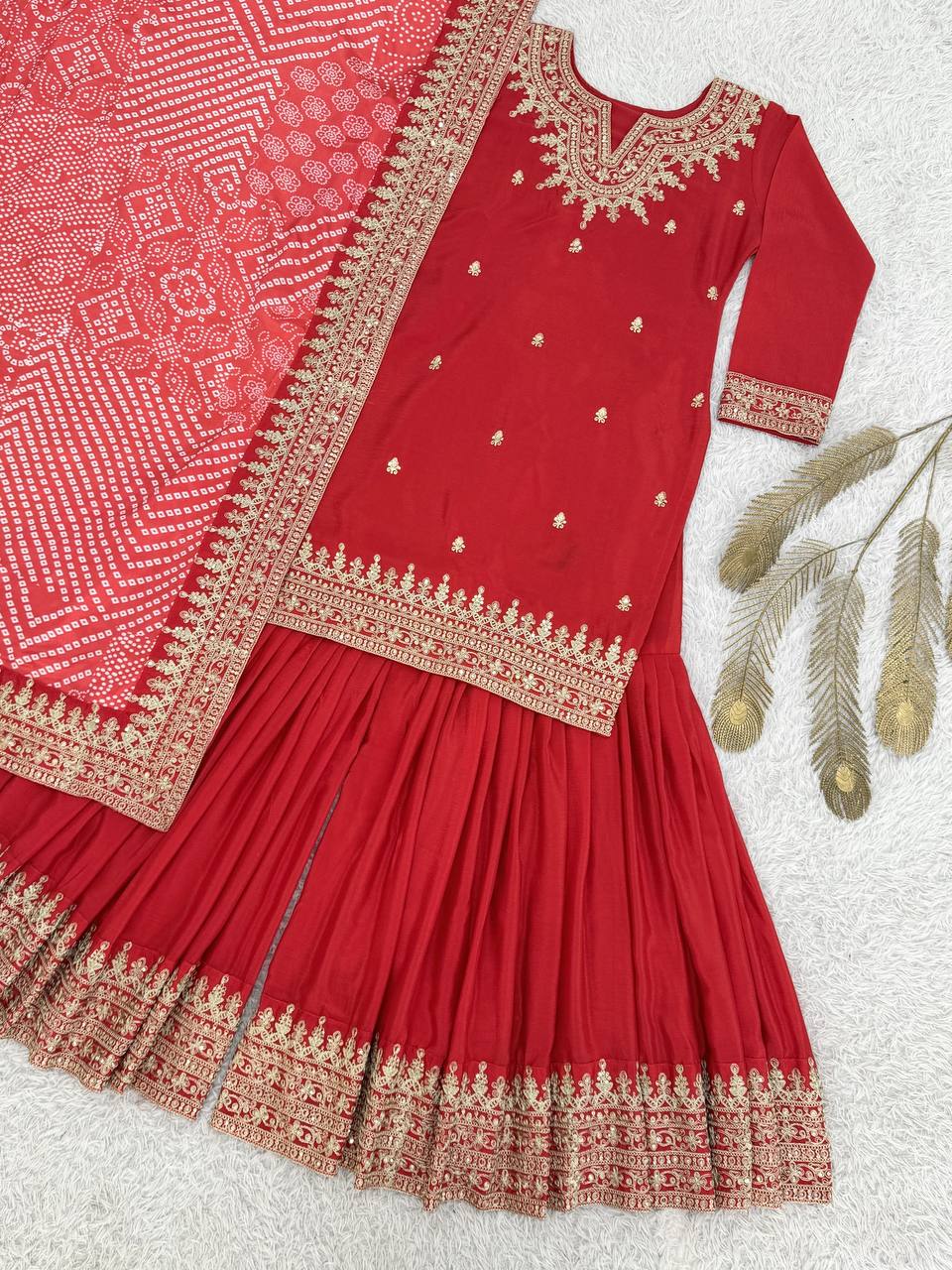 PRESENTING 3 PIECE STYLISH KURTI SHARARA AND DUPATTA