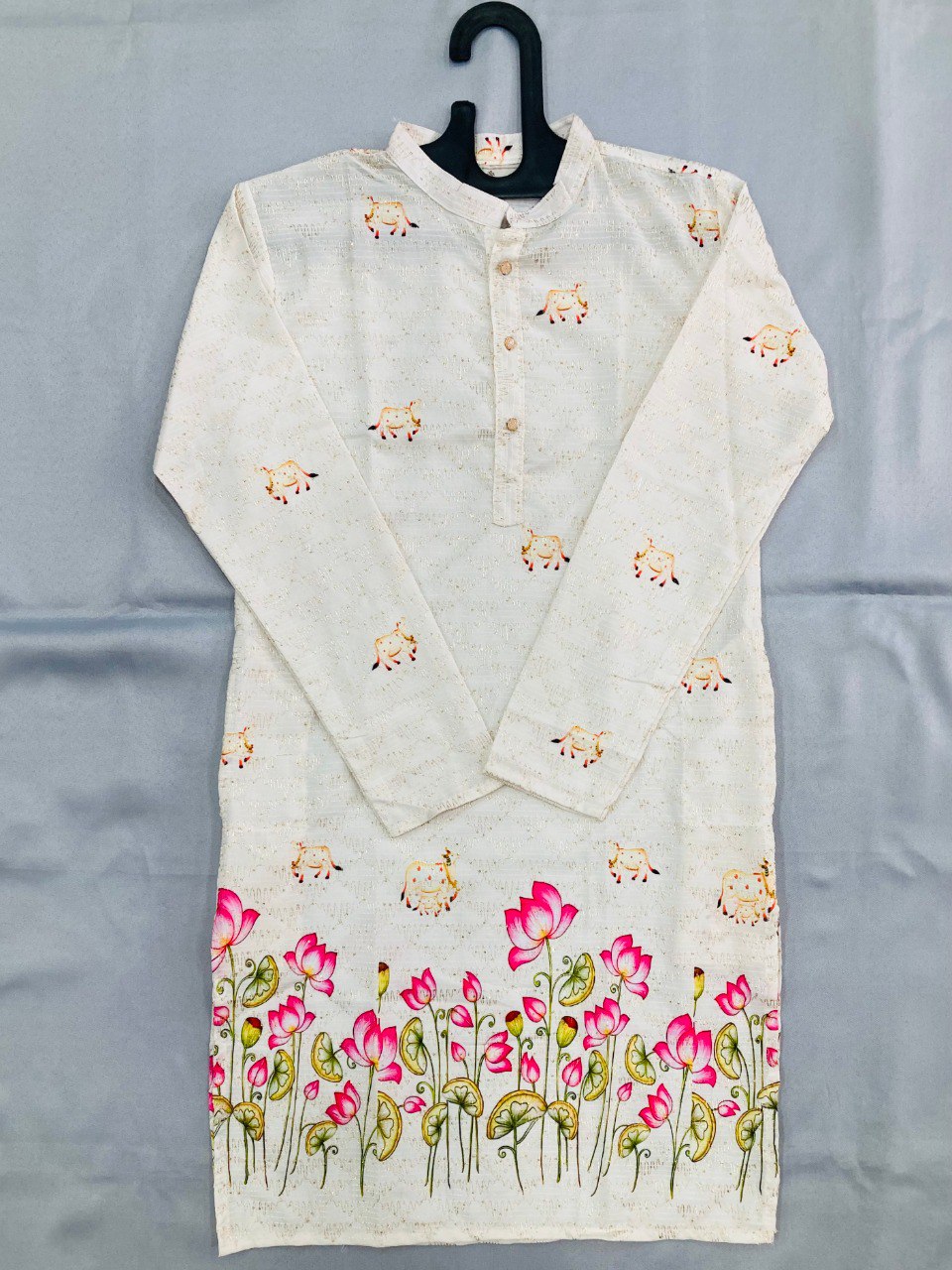 Traditional Cotton Digital Crochet Men's Kurta