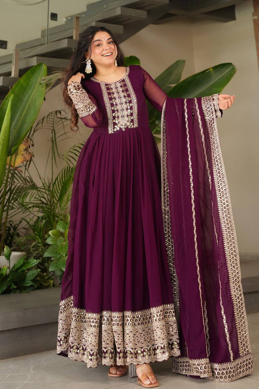 Designer Embroidered Anarkali Gown Dupatta Collection
