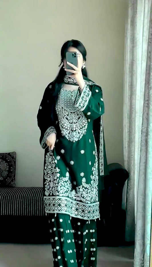 LAUNCHING NEW TRANDING COLLECTION 3 PIECE FANCY KURTI WITH PLAZZO