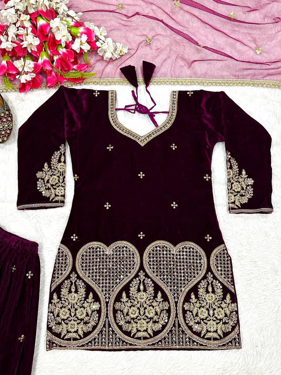 Launching New Designer Party Wear Look Top Sharara Plazzo