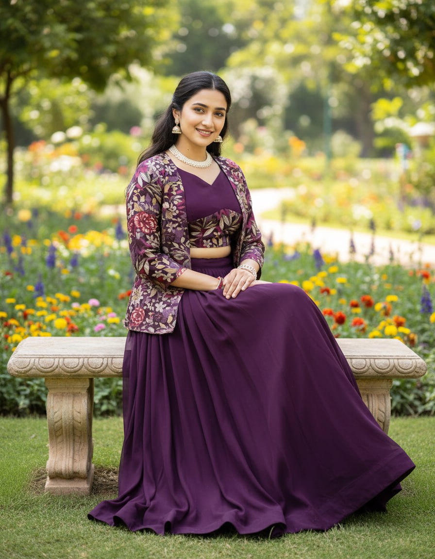 Sehen Sie umwerfend aus in diesem wunderschönen cremefarbenen Lehenga-Set