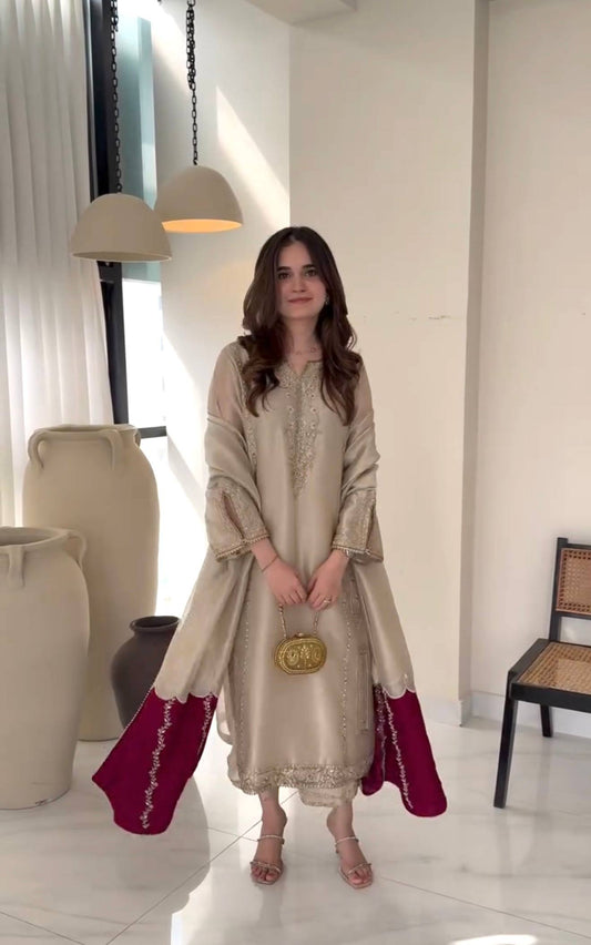 Launching New Đěsigner Party Wear Look Pur Top Plazzo & Dupatta Set