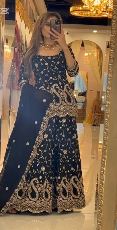 Pure Heavy Chinnon Silk With Heavy Embroidery Sequence Work Suit