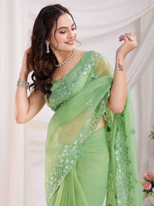 Cocktail Party Wear Twill net Saree
