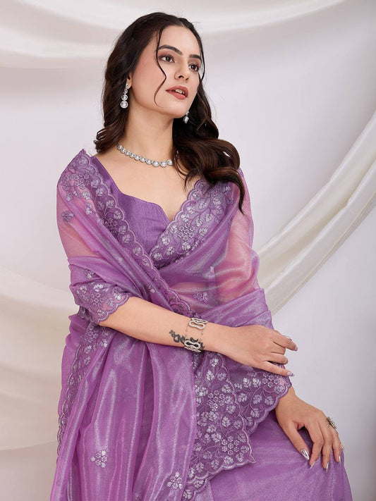 Cocktail Party Wear Twill net Saree