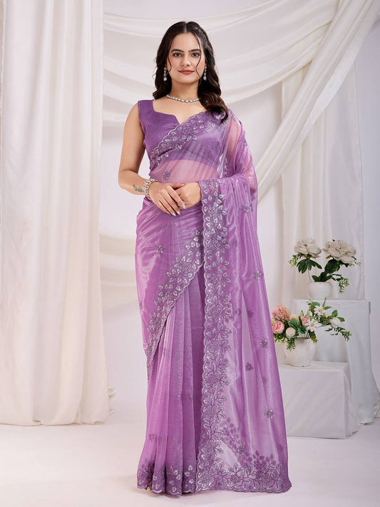 Cocktail Party Wear Twill net Saree