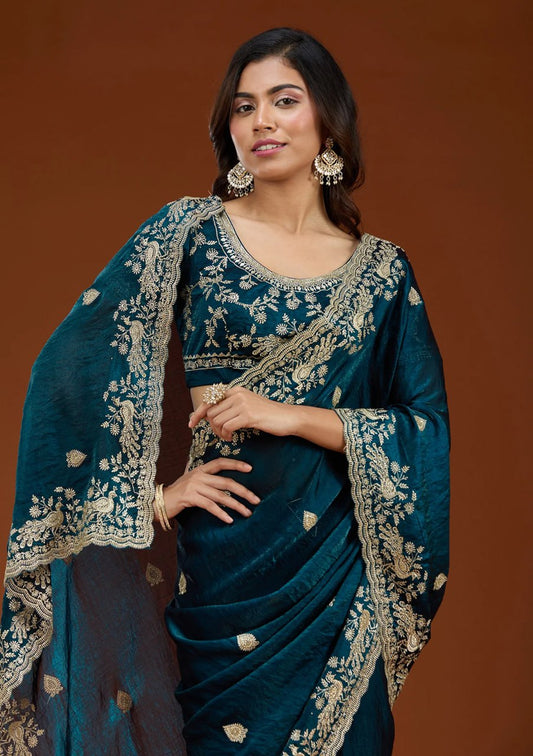 Heavy Fandy Satin Silk Saree