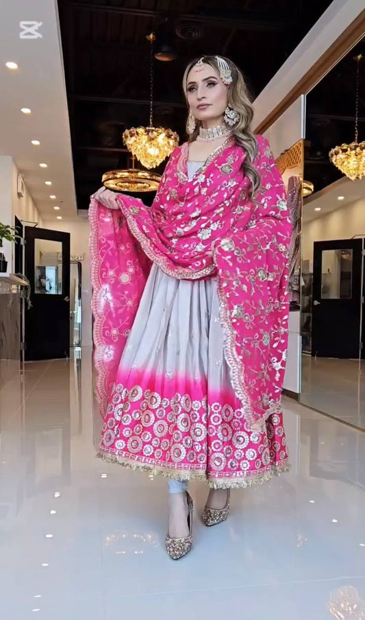 Heavy pure Chinon and Digital Print Full sleeve