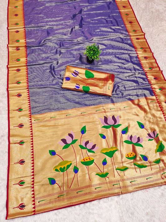 PURE SOFT ZARI KANCHIVRAM TISSUE PAITHANI SILK SAREE